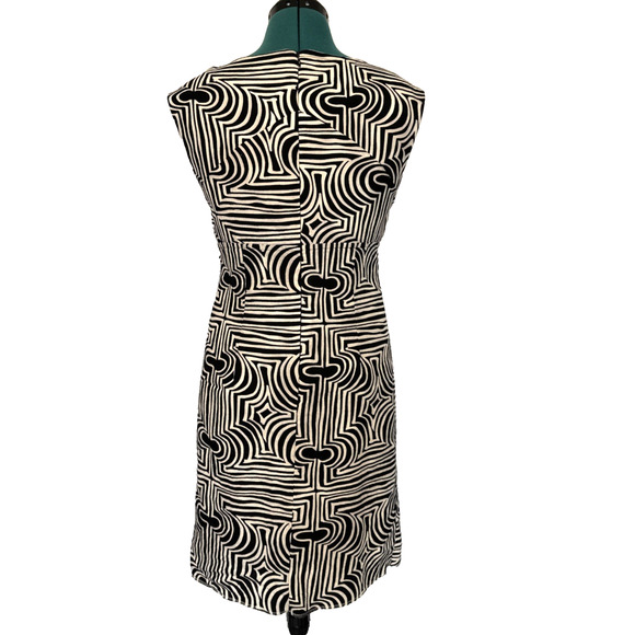Trina Turk 100% Cotton Black/White Abstract Print Sleeveless Sheath Dress Size 6 - Picture 5 of 8
